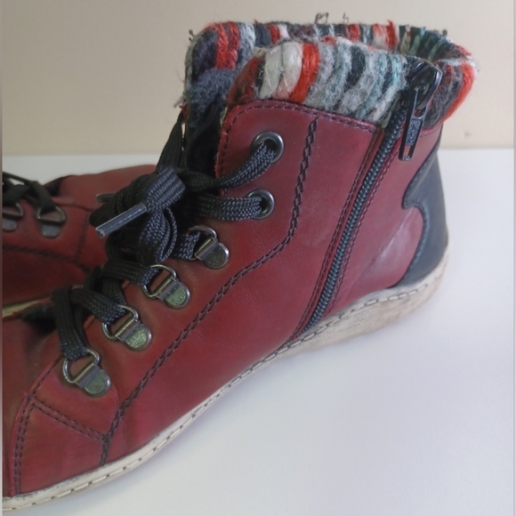 Remonte Dorndorf Rieker Women's Liv Red Leather Ankle Boots EUR 38 UK 5 US 8 - Picture 5 of 8